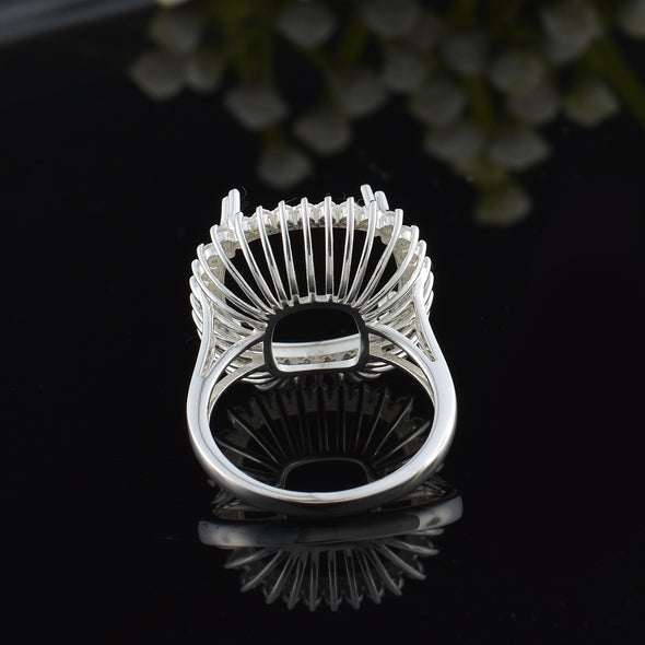 925 Sterling Silver Cushion Shape Semi Mount Ring