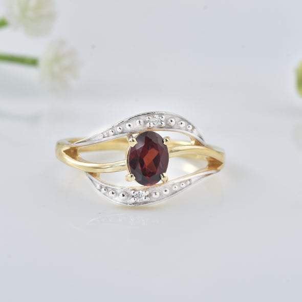1.00 Ct Oval Rhodolite Garnet Solitare Ring 925 Sterling Silver Yellow Plated