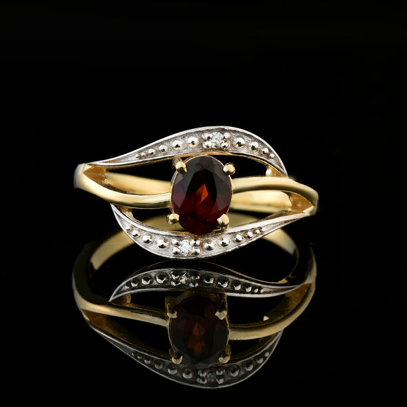 1.00 Ct Oval Rhodolite Garnet Solitare Ring 925 Sterling Silver Yellow Plated