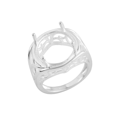 925 Sterling Silver Round Shape Semi Mount Ring