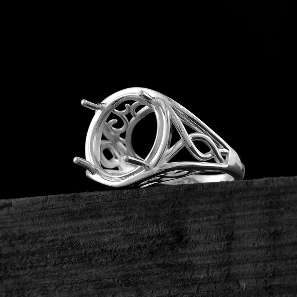 925 Sterling Silver Round Shape Semi Mount Ring