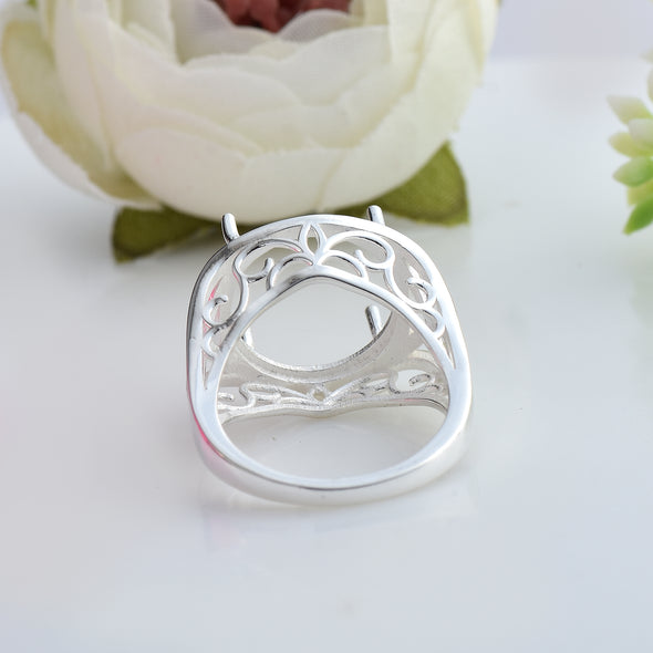 925 Sterling Silver Round Shape Semi Mount Ring