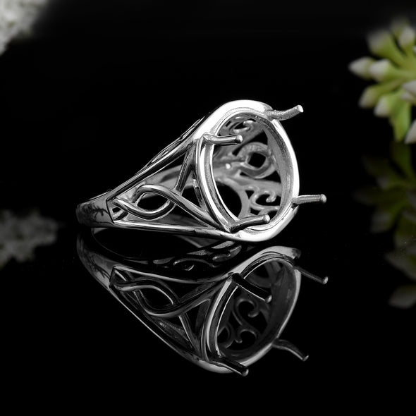 925 Sterling Silver Round Shape Semi Mount Ring