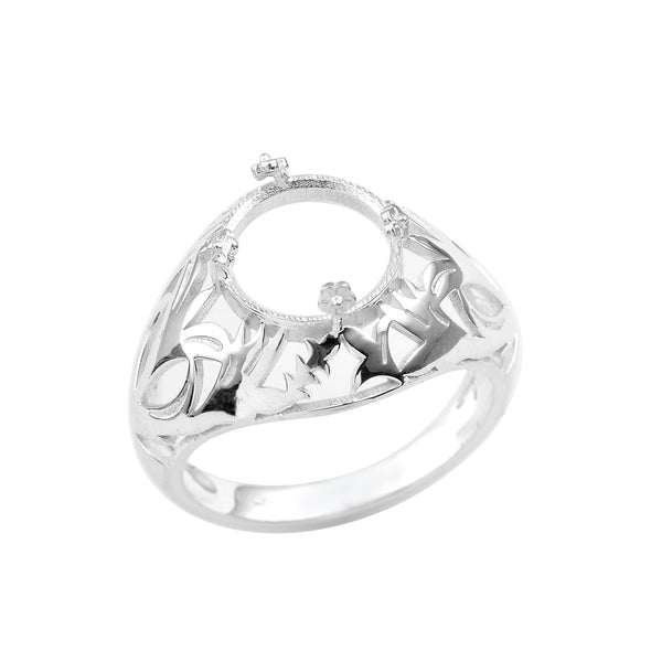 925 Sterling Silver Round Shape Semi Mount Ring