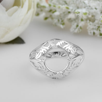 925 Sterling Silver Round Shape Semi Mount Ring