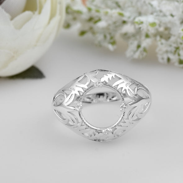 925 Sterling Silver Round Shape Semi Mount Ring