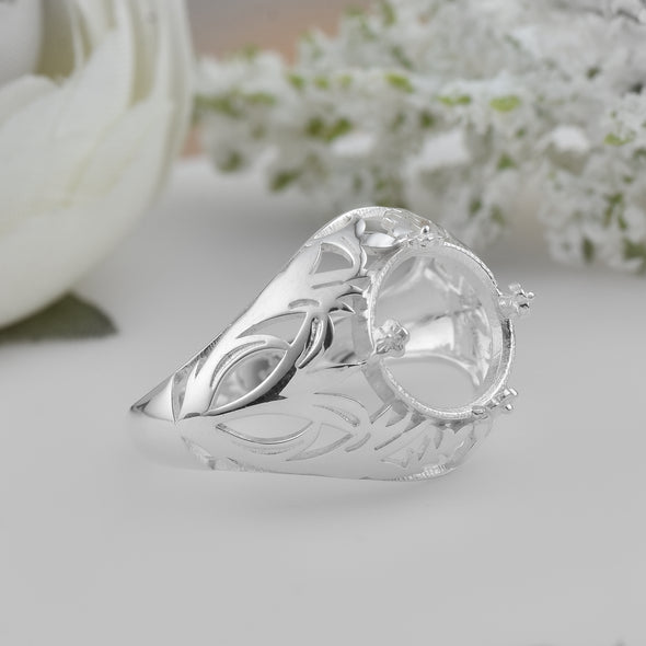925 Sterling Silver Round Shape Semi Mount Ring