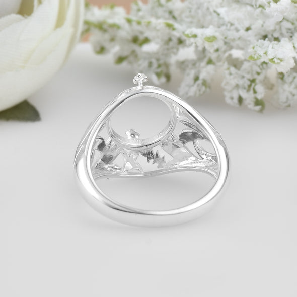 925 Sterling Silver Round Shape Semi Mount Ring