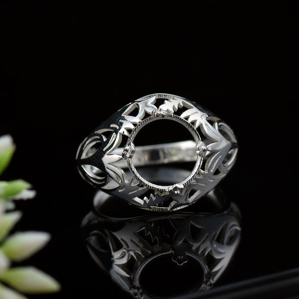 925 Sterling Silver Round Shape Semi Mount Ring