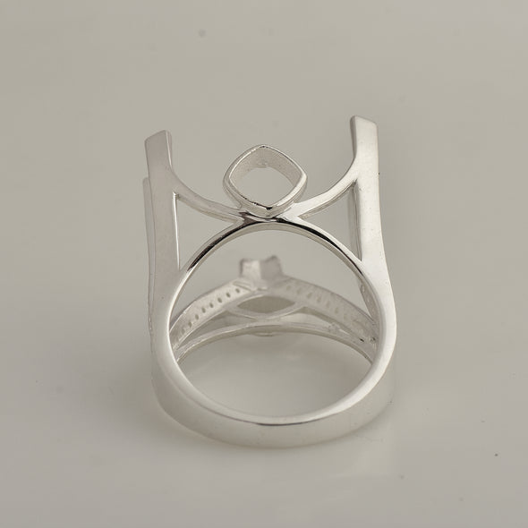 925 Sterling Silver Trillion Shape Semi Mount Ring