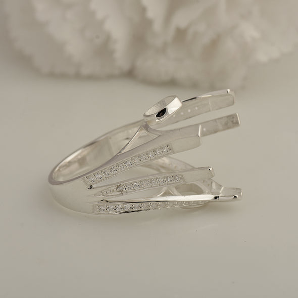 925 Sterling Silver Trillion Shape Semi Mount Ring