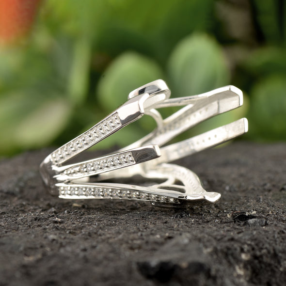 925 Sterling Silver Trillion Shape Semi Mount Ring