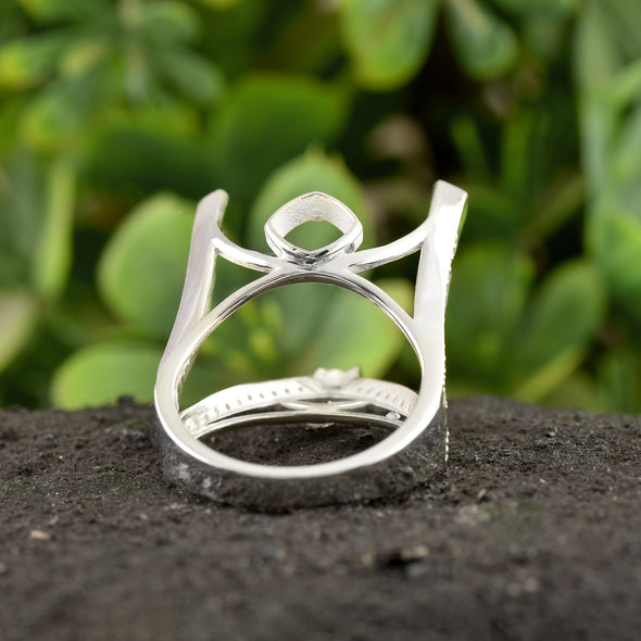 925 Sterling Silver Trillion Shape Semi Mount Ring