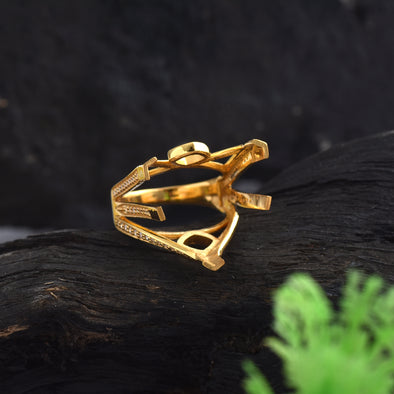 925 Sterling Silver Trillion Shape Semi Mount Ring