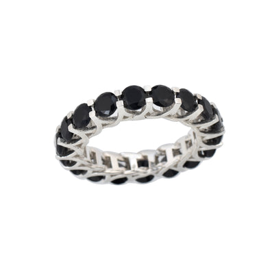 5.00 Ct Round Black Spinel Eternity Ring 925 Sterling Silver