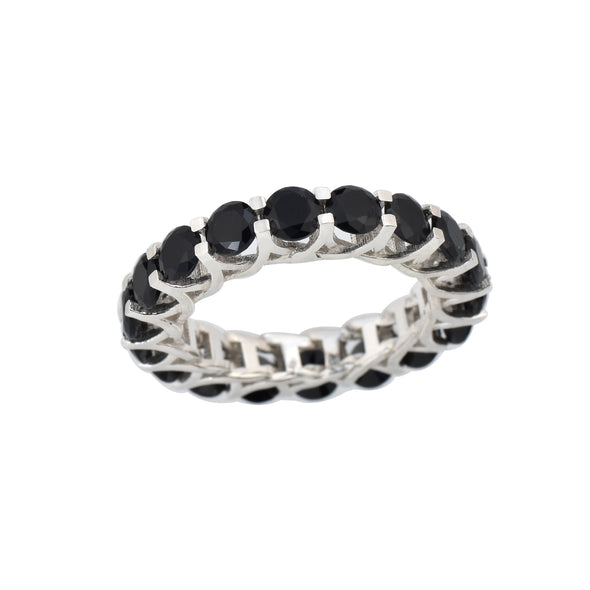 5.00 Ct Round Black Spinel Eternity Ring 925 Sterling Silver