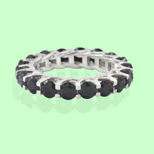 5.00 Ct Round Black Spinel Eternity Ring 925 Sterling Silver