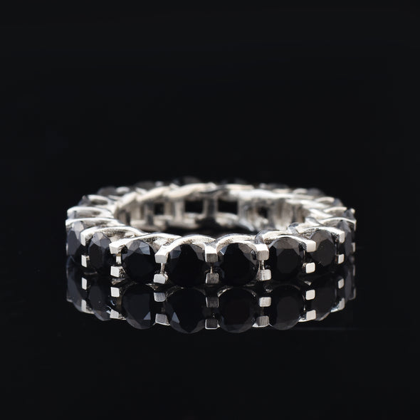 5.00 Ct Round Black Spinel Eternity Ring 925 Sterling Silver