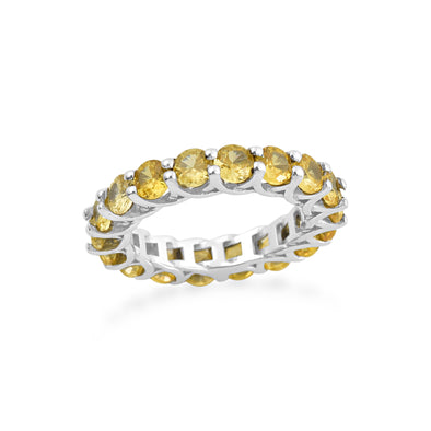 4.5 Carat Round Cut Citrine Eternity Band Ring 925 Sterling Silver