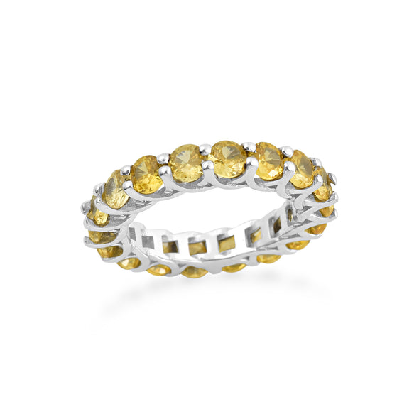 4.5 Carat Round Cut Citrine Eternity Band Ring 925 Sterling Silver