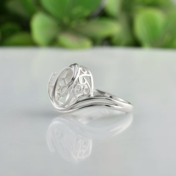 925 Sterling Silver Oval Shape Semi Mount Ring