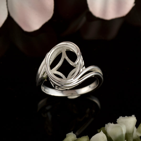 925 Sterling Silver Oval Shape Semi Mount Ring