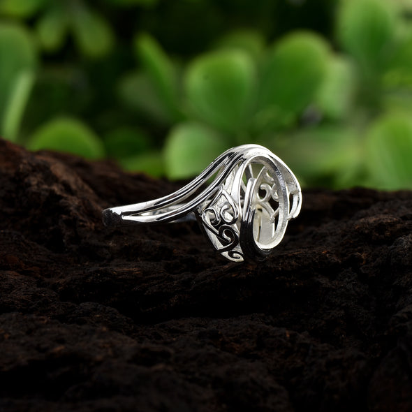 925 Sterling Silver Oval Shape Semi Mount Ring