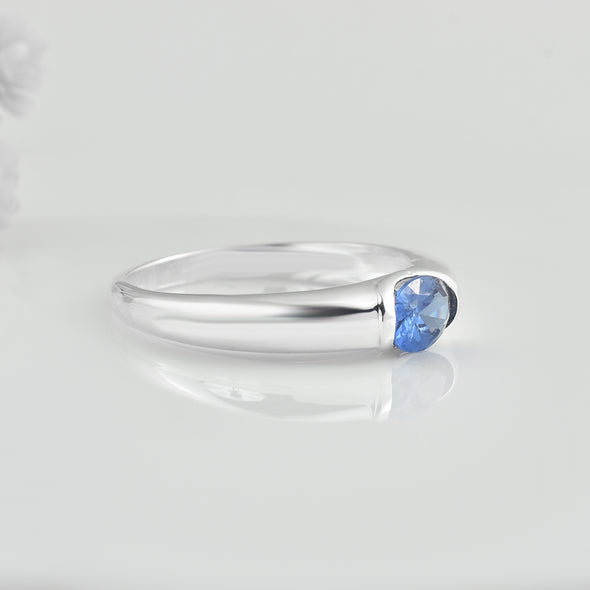 1.00 Ct Oval Tanzanite Bezel Solitaire Ring 925 Sterling Silver