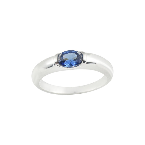 1.00 Ct Oval Tanzanite Bezel Solitaire Ring 925 Sterling Silver