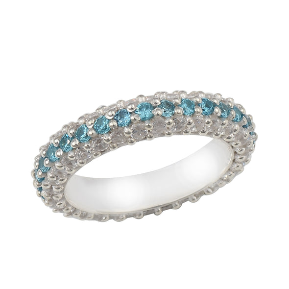 1.80 Ct Round London Blue Topaz Eternity Band Ring 925 Sterling Silver