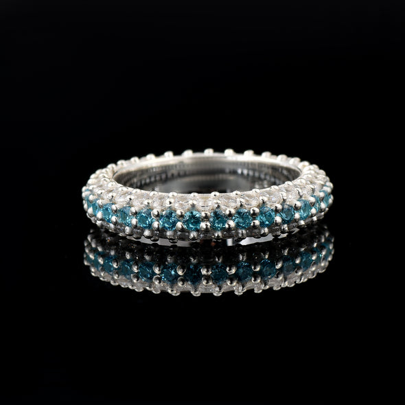 1.80 Ct Round London Blue Topaz Eternity Band Ring 925 Sterling Silver