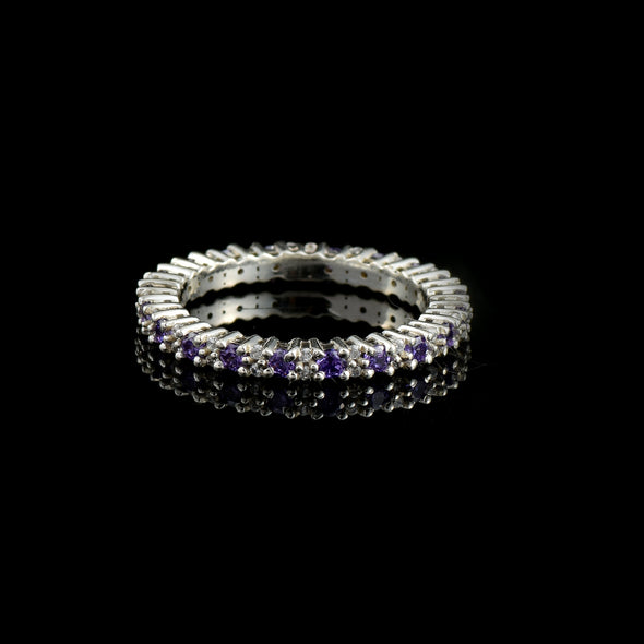 0.63 Ct Round Amethyst Eternity Band Ring 925 Sterling Silver