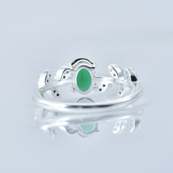 1.00 Ct Oval Emerald Nature-Inspired Vintage Vine Ring 925 Sterling Silver
