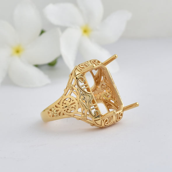 925 Sterling Silver 16x10 MM Cushion Cut Semi Mount Ring