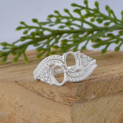925 Sterling Silver Oval Shape Semi Mount Ring