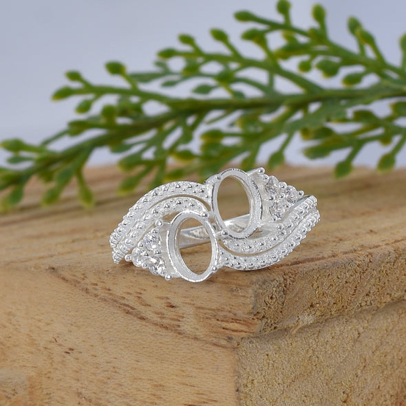 925 Sterling Silver Oval Shape Semi Mount Ring