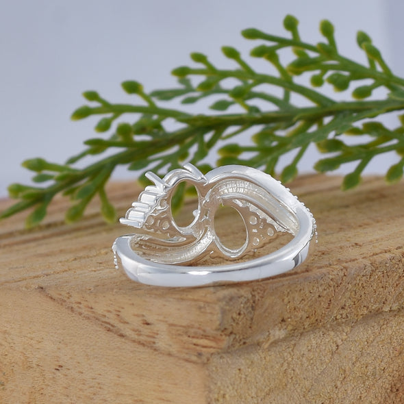 925 Sterling Silver Oval Shape Semi Mount Ring