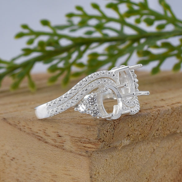 925 Sterling Silver Oval Shape Semi Mount Ring
