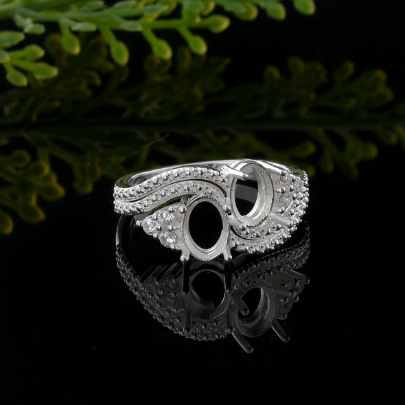 925 Sterling Silver Oval Shape Semi Mount Ring