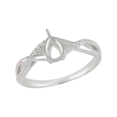 925 Sterling Silver Pear Shape Semi Mount Ring