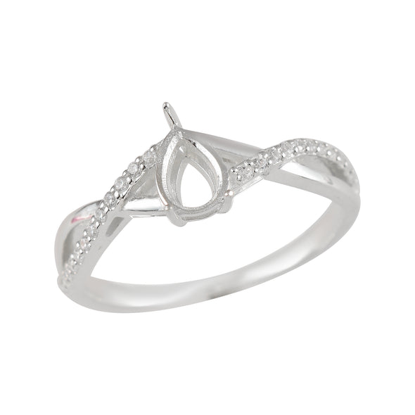 925 Sterling Silver Pear Shape Semi Mount Ring