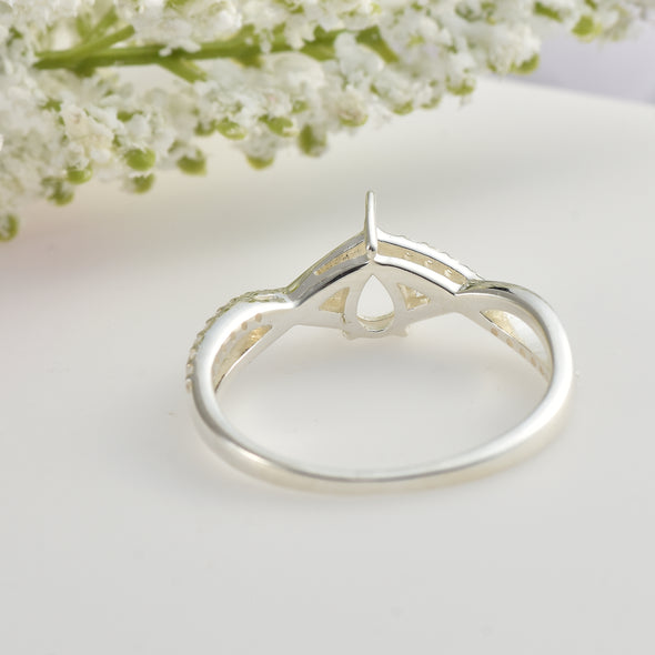 925 Sterling Silver Pear Shape Semi Mount Ring
