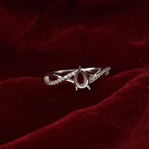 925 Sterling Silver Pear Shape Semi Mount Ring