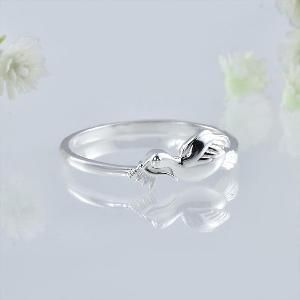 925 Sterling Silver Symbol of Peace and Love Dove Ring