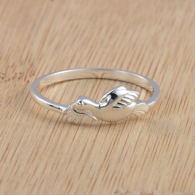 925 Sterling Silver Symbol of Peace and Love Dove Ring