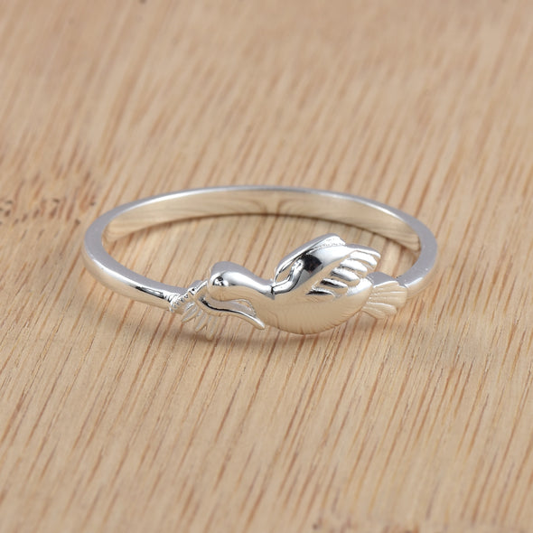 925 Sterling Silver Symbol of Peace and Love Dove Ring