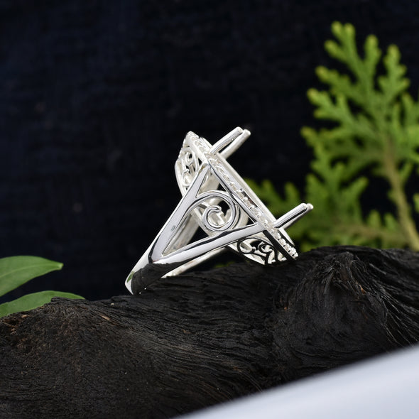925 Sterling Silver Oval Shape Semi Mount Ring