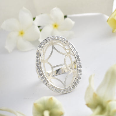 925 Sterling Silver Oval Shape Semi Mount Ring