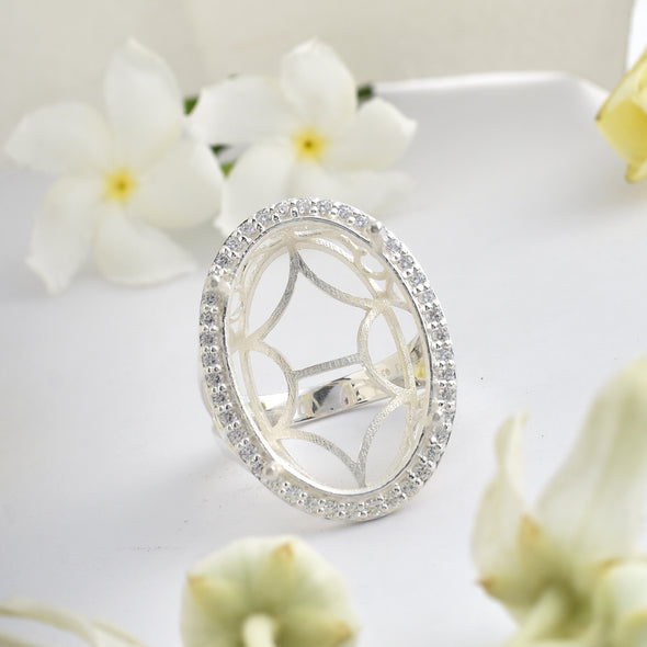 925 Sterling Silver Oval Shape Semi Mount Ring