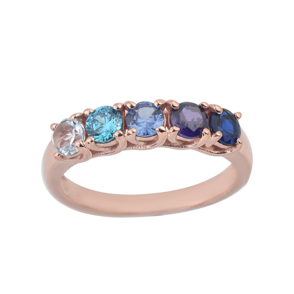 1.25 Ct Round Multi-Stone Gemstone Ring 925 Sterling Silver Rose Plated